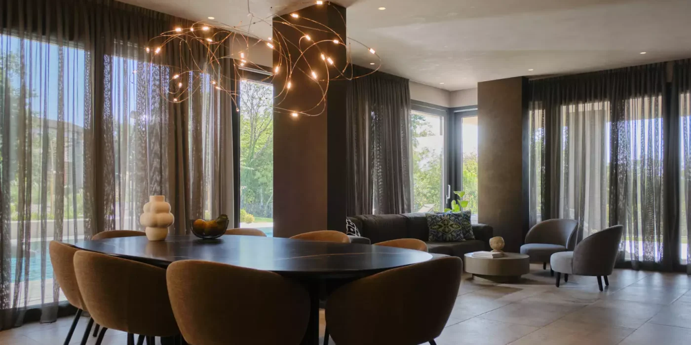 Living room, dining area